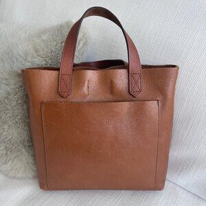 Madewell The Small Transport Tote Cognac Brown Leather Bag Classic Minimalist